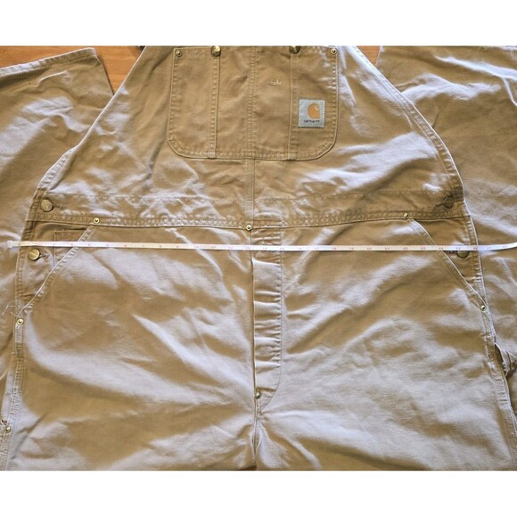 VTG Carhartt Mens 54x30 ? No Size Tag Brown Duck Canvas Bib Overall Double Knee - Picture 14 of 16